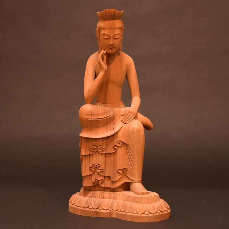 木彫仏像 【弥勒菩薩半跏思惟像】 楠木 総高31cm : 海宇工芸館 木彫仏像 【弥勒菩薩半跏思惟像】 楠木 総高31cm : 海宇工芸館