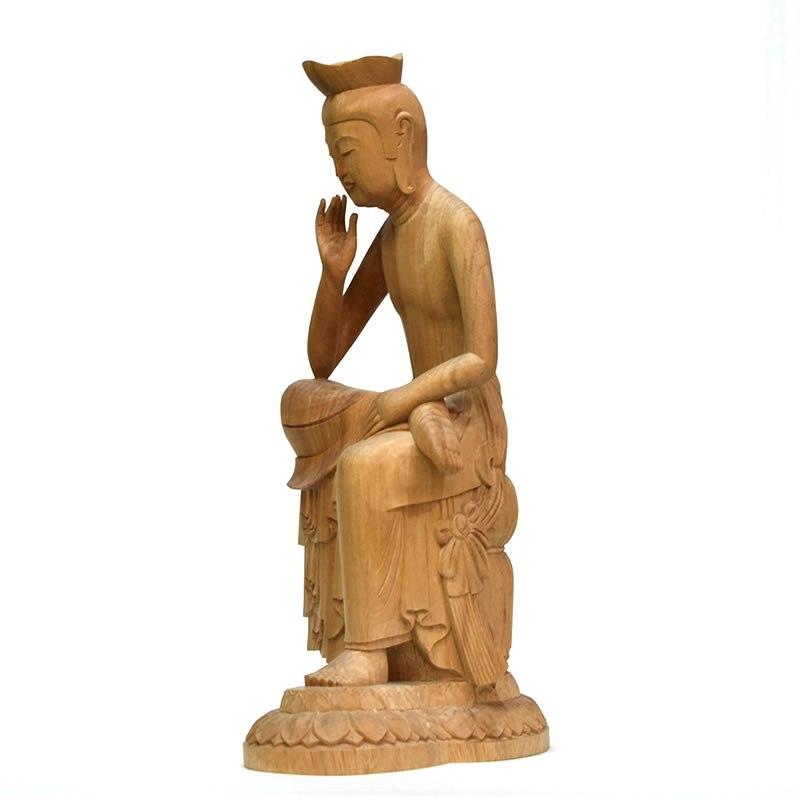 木彫仏像 【弥勒菩薩半跏思惟像】 楠木 総高31cm : 海宇工芸館 木彫仏像 【弥勒菩薩半跏思惟像】 楠木 総高31cm : 海宇工芸館