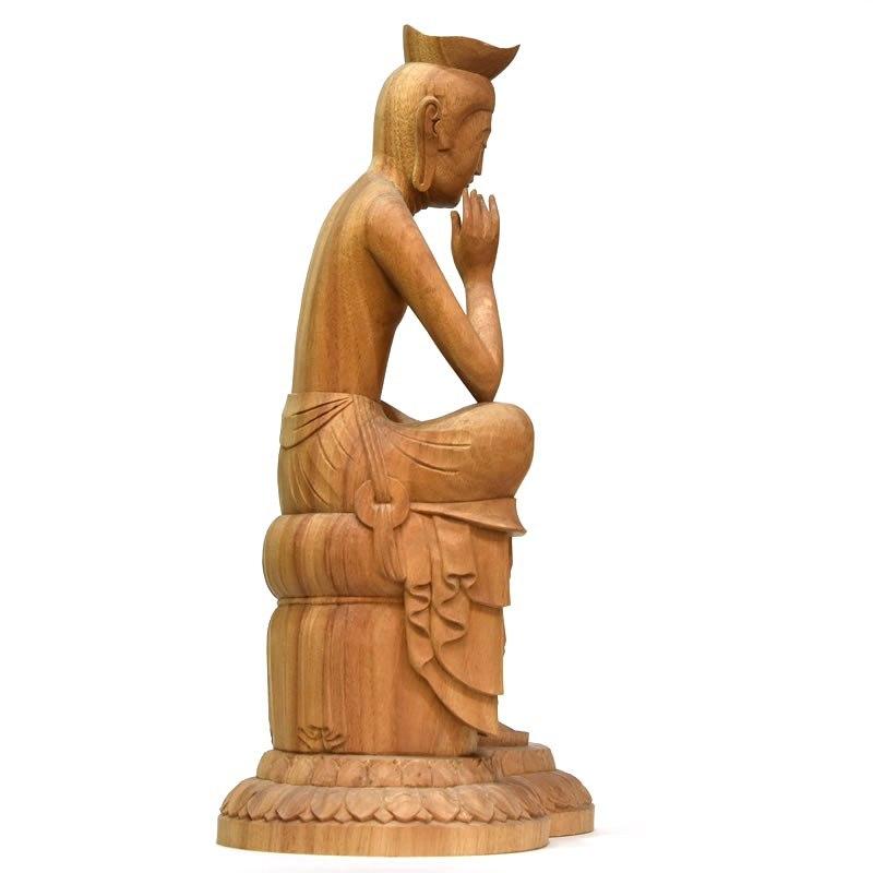 木彫仏像 【弥勒菩薩半跏思惟像】 楠木 総高31cm : 海宇工芸館 木彫仏像 【弥勒菩薩半跏思惟像】 楠木 総高31cm : 海宇工芸館