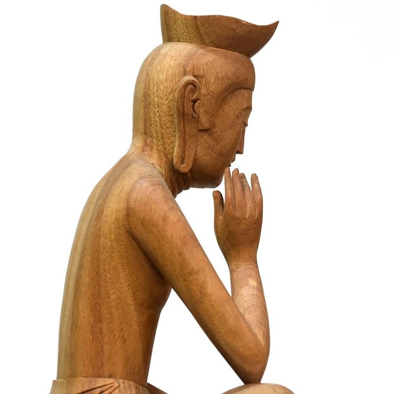 木彫仏像 【弥勒菩薩半跏思惟像】 楠木 総高31cm : 海宇工芸館 Yahoo