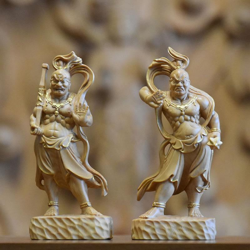 木彫り仏像-小仏 【仁王像(金剛力士)】 柘植(つげ) 金泥仕様 木彫り仏像-小仏 【仁王像(金剛力士)】 柘植(つげ) 金泥仕様
