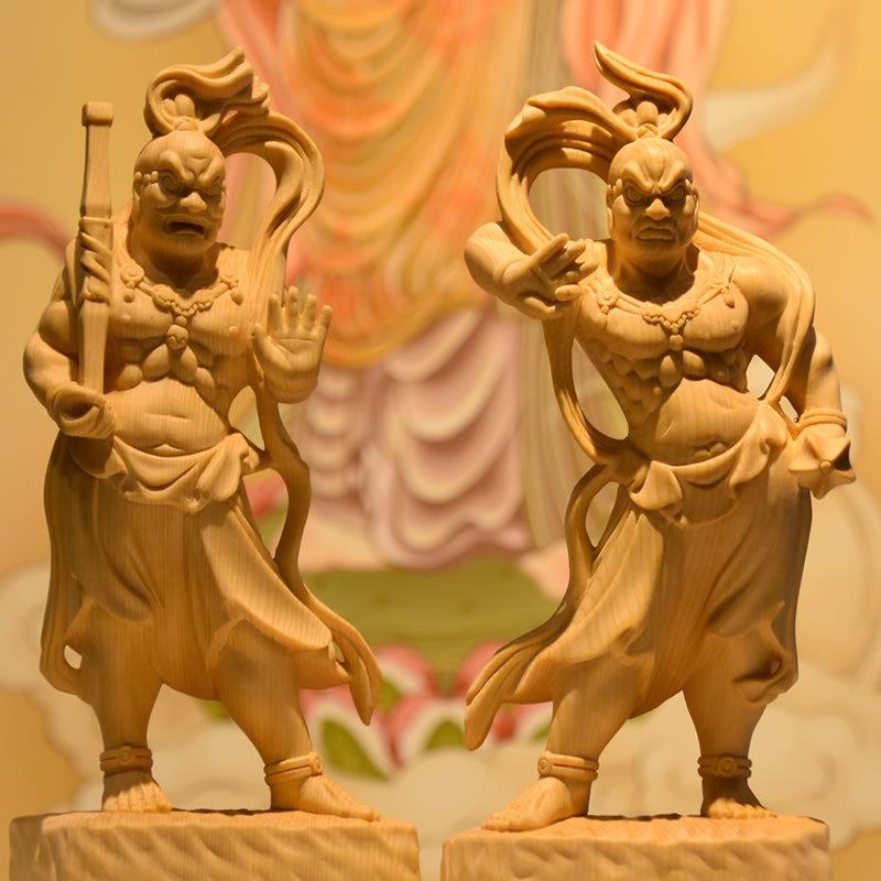 木彫り仏像 【仁王像(金剛力士)】 桧木(ヒノキ) 総高さ20cm 木彫り仏像 【仁王像(金剛力士)】 桧木(ヒノキ) 総高さ20cm