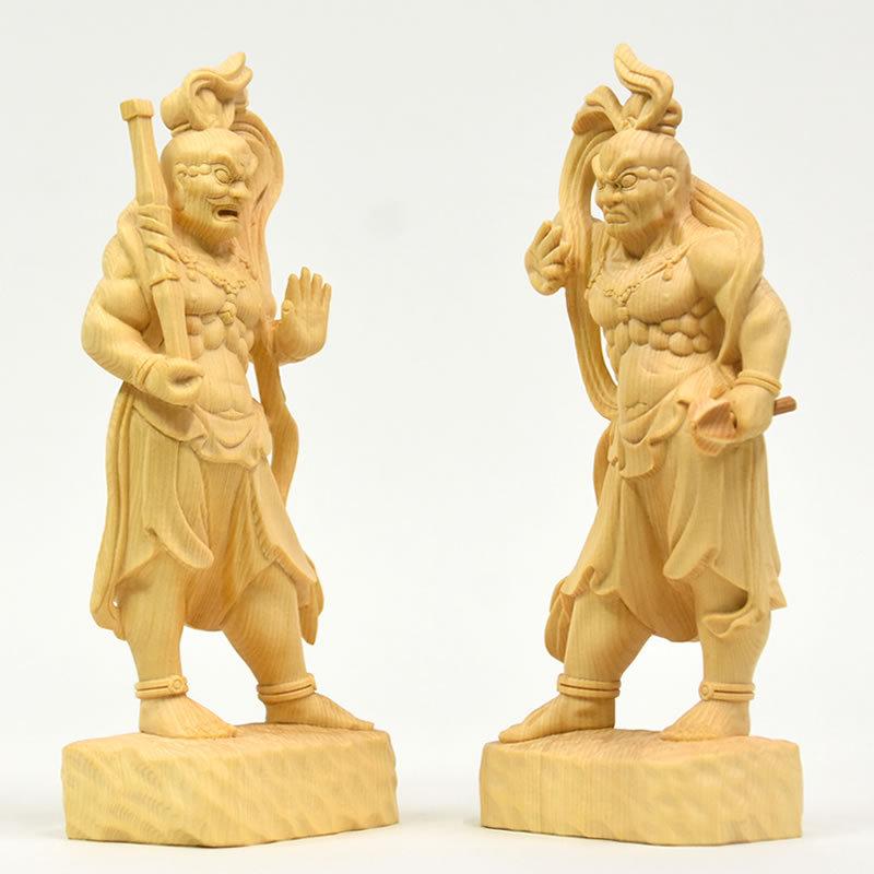 木彫り仏像 【仁王像(金剛力士)】 桧木(ヒノキ) 総高さ20cm 木彫り仏像 【仁王像(金剛力士)】 桧木(ヒノキ) 総高さ20cm