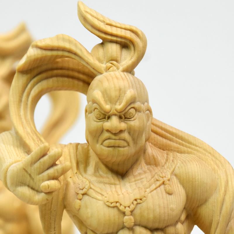 木彫り仏像 【仁王像(金剛力士)】 桧木(ヒノキ) 総高さ20cm 木彫り仏像 【仁王像(金剛力士)】 桧木(ヒノキ) 総高さ20cm