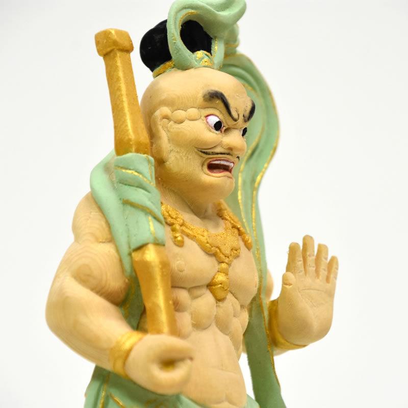 木彫り仏像 【仁王像(金剛力士)】 桧木（ヒノキ） 彩色 総高さ20cm