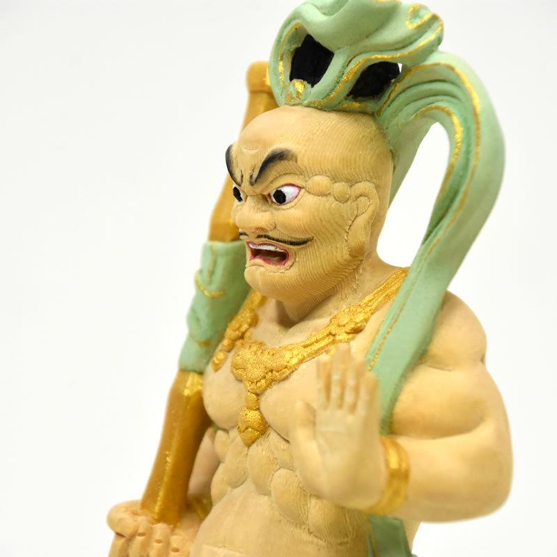 木彫り仏像 【仁王像(金剛力士)】 桧木（ヒノキ） 彩色 総高さ20cm