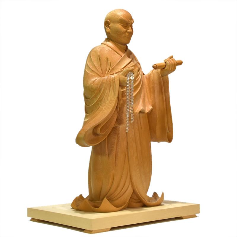 木彫り 仏像 【日蓮上人立像】 桧木 寄木 立12.5寸 総高43cm 木彫り 仏像 【日蓮上人立像】 桧木 寄木 立12.5寸 総高43cm
