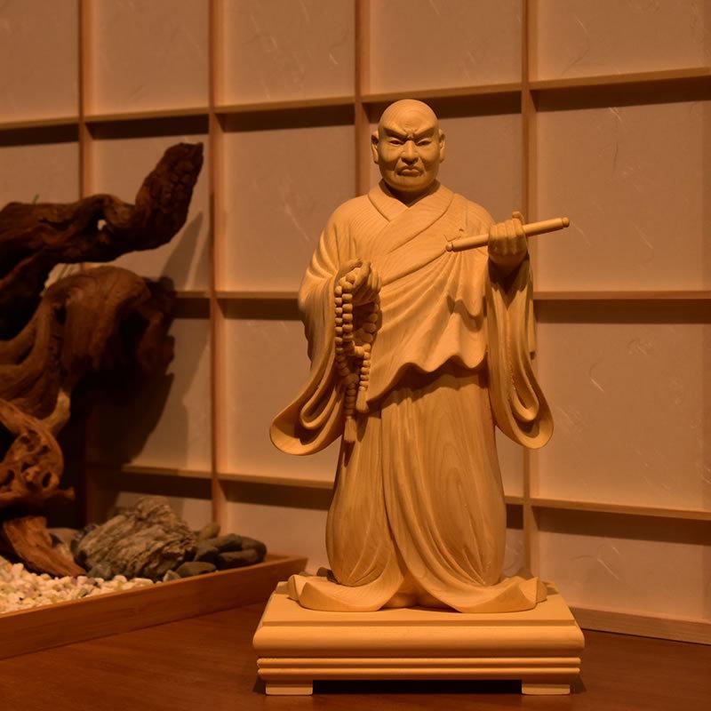 Bフライデー仏像☆香木材 三宝尊付 日蓮上人(日蓮聖人)像2.5寸☆眼