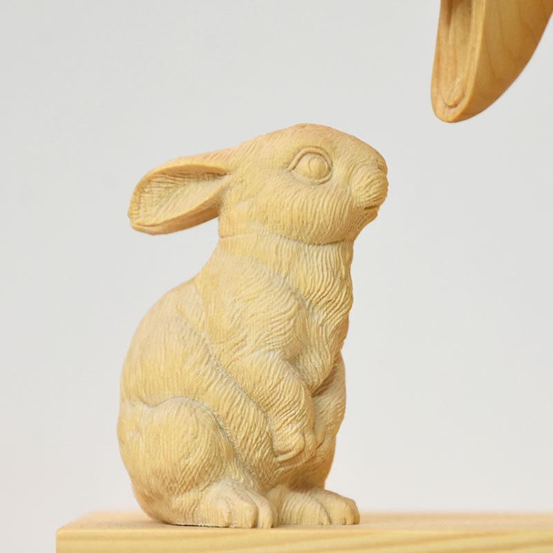 木彫り仏像 【大国主命と因幡の白兎】 桧木 総高17.8cm : 海宇