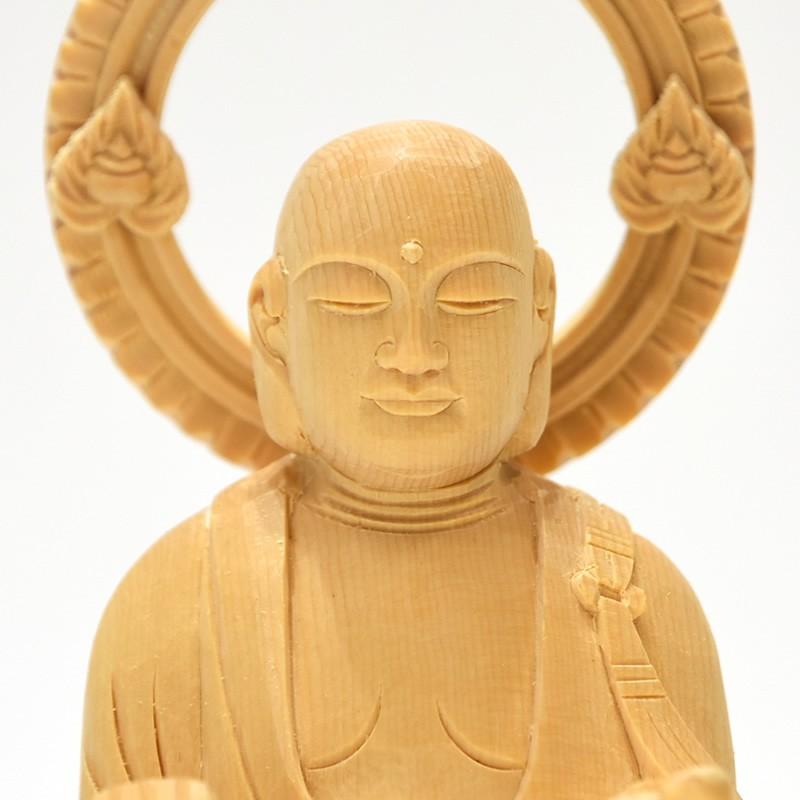 木彫り仏像 【六地蔵之柄香炉地藏】 桧木（ヒノキ） 総高21cm