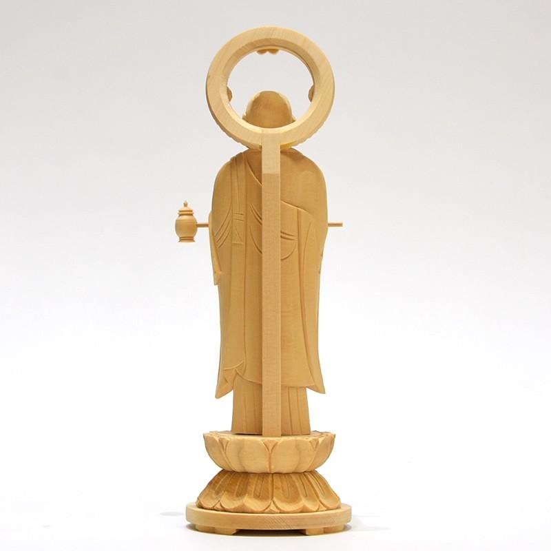 木彫り仏像 【六地蔵之柄香炉地藏】 桧木（ヒノキ） 総高21cm : 海宇