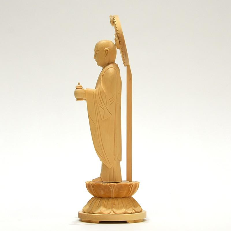 木彫り仏像 【六地蔵之柄香炉地藏】 桧木（ヒノキ） 総高21cm : 海宇