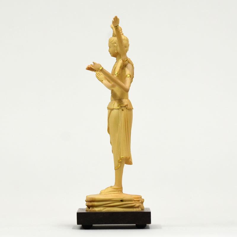 木彫　阿修羅像？　仏像　　頭部　大幅値下げ 木彫り仏像-小仏 興福寺形【阿修羅像】 柘植 金泥仕様 総丈10.3cm 模造