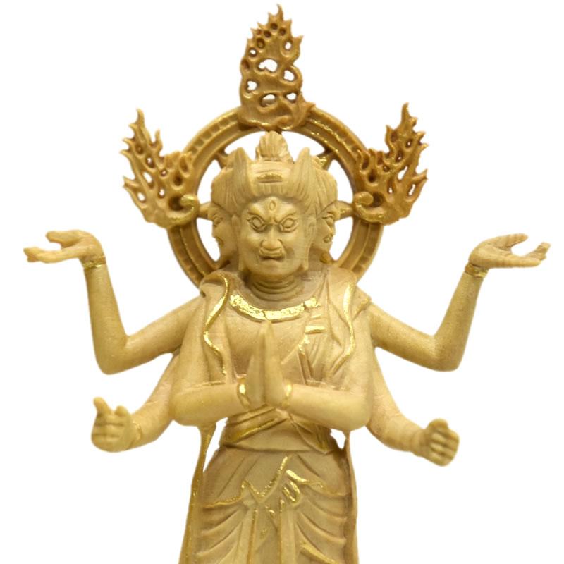 木彫り仏像-小仏 三十三間堂形【阿修羅像】 柘植 金泥仕様 模造 木彫り仏像-小仏 三十三間堂形【阿修羅像】 柘植 金泥仕様 模造