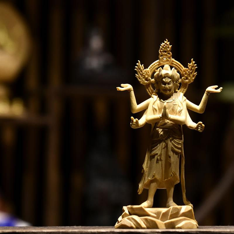 木彫り仏像-小仏 三十三間堂形【阿修羅像】 柘植 金泥仕様 模造 木彫り仏像-小仏 三十三間堂形【阿修羅像】 柘植 金泥仕様 模造