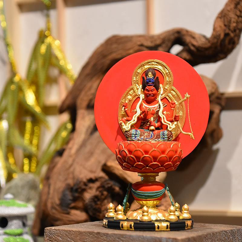 木彫り仏像-小仏 守護神【愛染明王】 柘植 極彩色 総高11.6cm 木彫り仏像-小仏 守護神【愛染明王】 柘植 極彩色 総高11.6cm