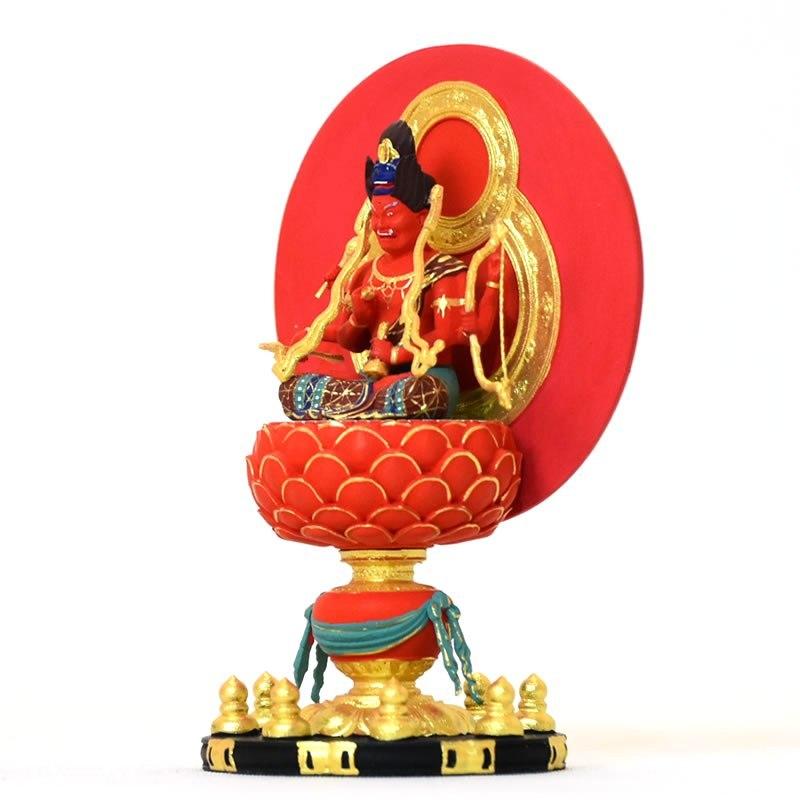 木彫り仏像-小仏 守護神【愛染明王】 柘植 極彩色 総高11.6cm 木彫り仏像-小仏 守護神【愛染明王】 柘植 極彩色 総高11.6cm