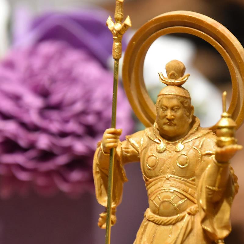 高品質 木彫仏像 火神立像 彫刻 仏教工芸 柘植材 仏師で仕上げ 木彫り