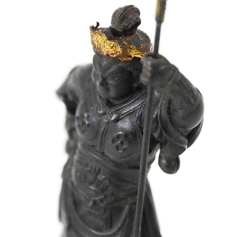 木彫り仏像　小仏【泥足毘沙門天】柘植　古美色　武将上杉謙信が愛した仏像 【ガルダ】