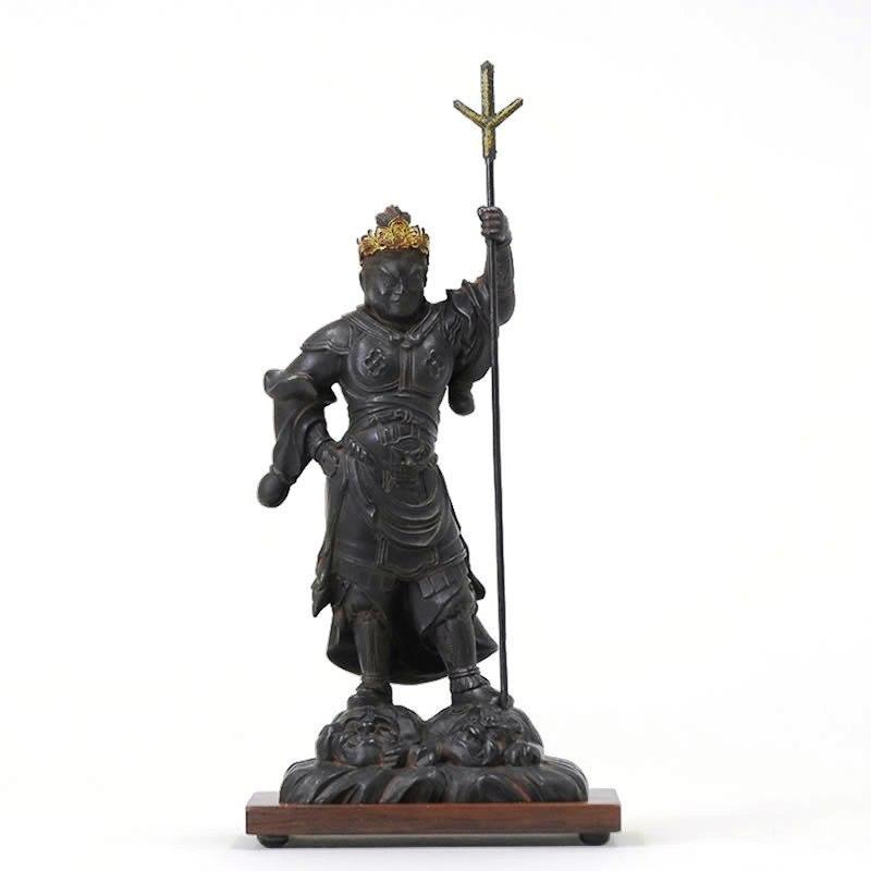 木彫り仏像　小仏【泥足毘沙門天】柘植　古美色　武将上杉謙信が愛した仏像 【ガルダ】