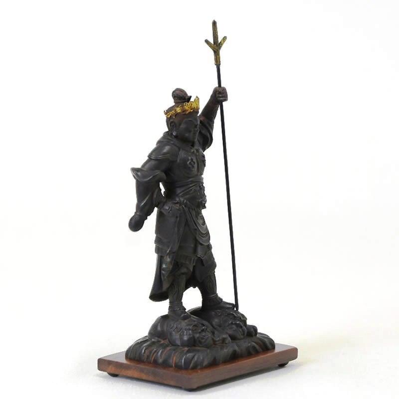 木彫り仏像　小仏【泥足毘沙門天】柘植　古美色　武将上杉謙信が愛した仏像 【ガルダ】