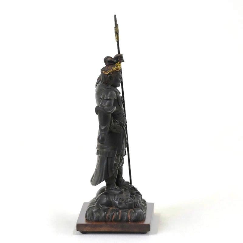 木彫り仏像　小仏【泥足毘沙門天】柘植　古美色　武将上杉謙信が愛した仏像 【ガルダ】