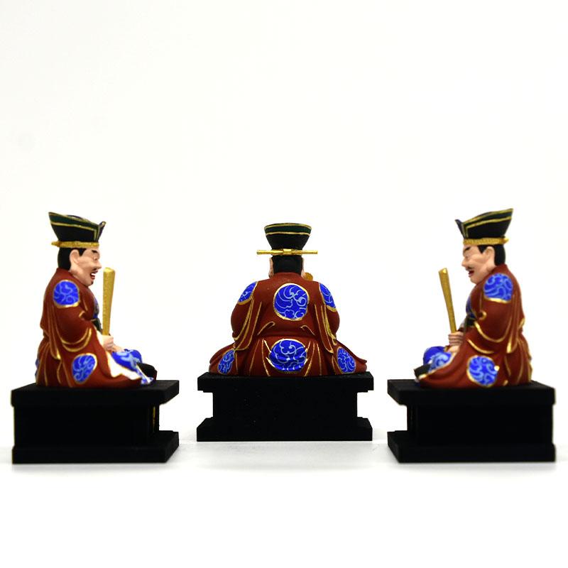 木彫り仏像 小仏-【閻魔大王】 柘植 極彩色 総高7.6cm ※桐箱入れ : 海