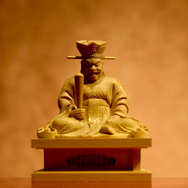 井波彫刻　仏教工芸品　総柘植材　木彫仏像　仏師手仕上げ品　四天王立像一式 総柘植材 仏教工芸品 時代彫刻 一刀彫 極上彫 木彫仏像 四天王