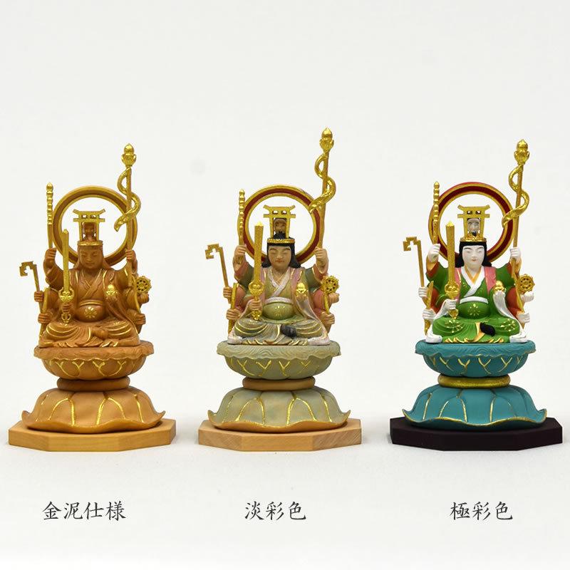 木彫り仏像 小仏-【宇賀八臂弁財天(弁才天)】柘植 極彩色 : 海 木彫り仏像 小仏-【宇賀八臂弁財天(弁才天)】柘植 極彩色 : 海