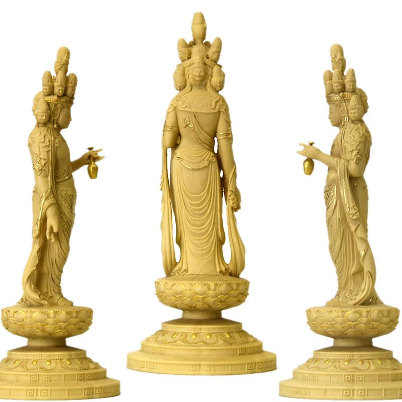 木彫り仏像-小仏 柘植向源寺形【十一面観音菩薩立像】 金泥仕様 木彫り仏像-小仏 柘植向源寺形【十一面観音菩薩立像】 金泥仕様