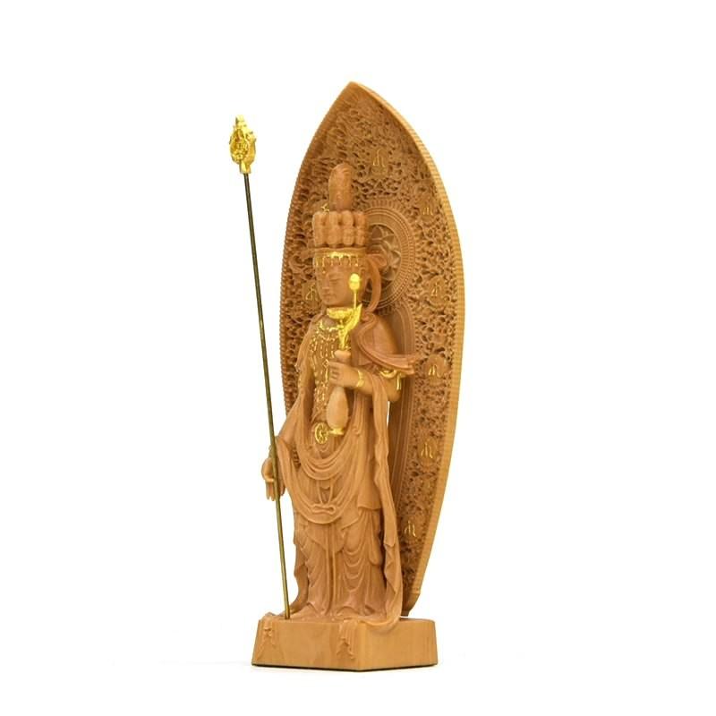 木彫り仏像-小仏 長谷寺形【十一面観音菩薩】 柘植 金泥仕様 木彫り仏像-小仏 長谷寺形【十一面観音菩薩】 柘植 金泥仕様