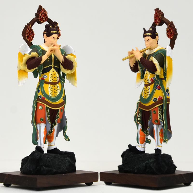 木彫仏像-小仏 【迦楼羅王立像】（カルラ） 柘植 極彩色 総高11cm : 海