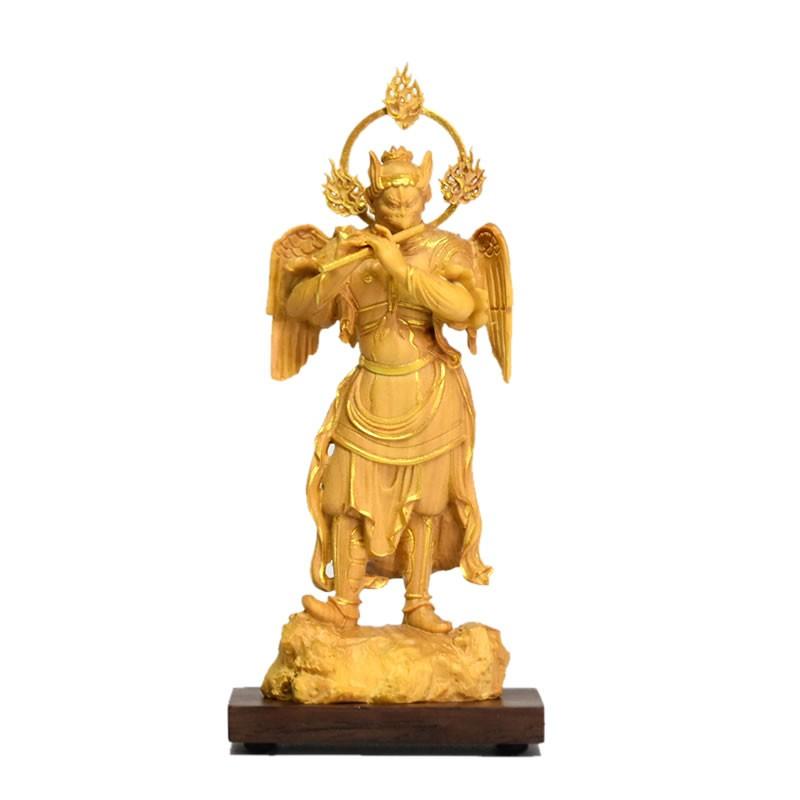 木彫仏像-小仏 【迦楼羅王立像】(カルラ) 柘植 金泥仕様 総高 木彫仏像-小仏 【迦楼羅王立像】(カルラ) 柘植 金泥仕様 総高