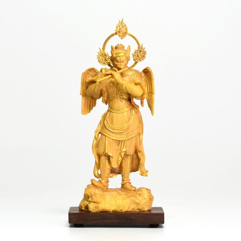 木彫仏像-小仏 【迦楼羅王立像】(カルラ) 柘植 金泥仕様 総高 木彫仏像-小仏 【迦楼羅王立像】(カルラ) 柘植 金泥仕様 総高