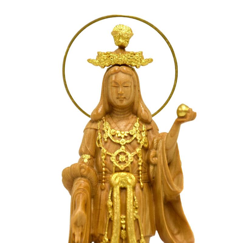 木彫り仏像 木彫仏像-小仏 浄瑠璃寺形【吉祥天】 柘植（ツゲ） 金泥仕様 模造作品