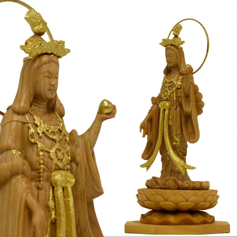 木彫仏像-小仏 浄瑠璃寺形【吉祥天】 柘植（ツゲ） 金泥仕様 模造作品