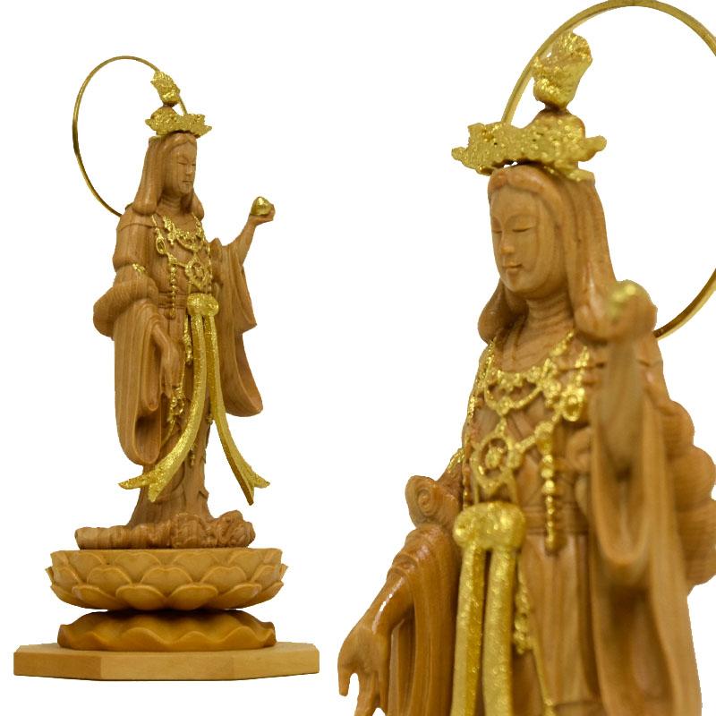 木彫仏像-小仏 浄瑠璃寺形【吉祥天】 柘植（ツゲ） 金泥仕様 模造作品