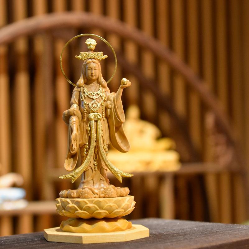 木彫仏像-小仏 浄瑠璃寺形【吉祥天】 柘植（ツゲ） 金泥仕様 模造作品