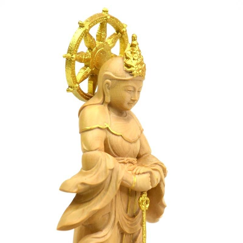 木彫仏像 小仏 【妙見菩薩立像】（みょうけんぼさつ）柘植 金泥