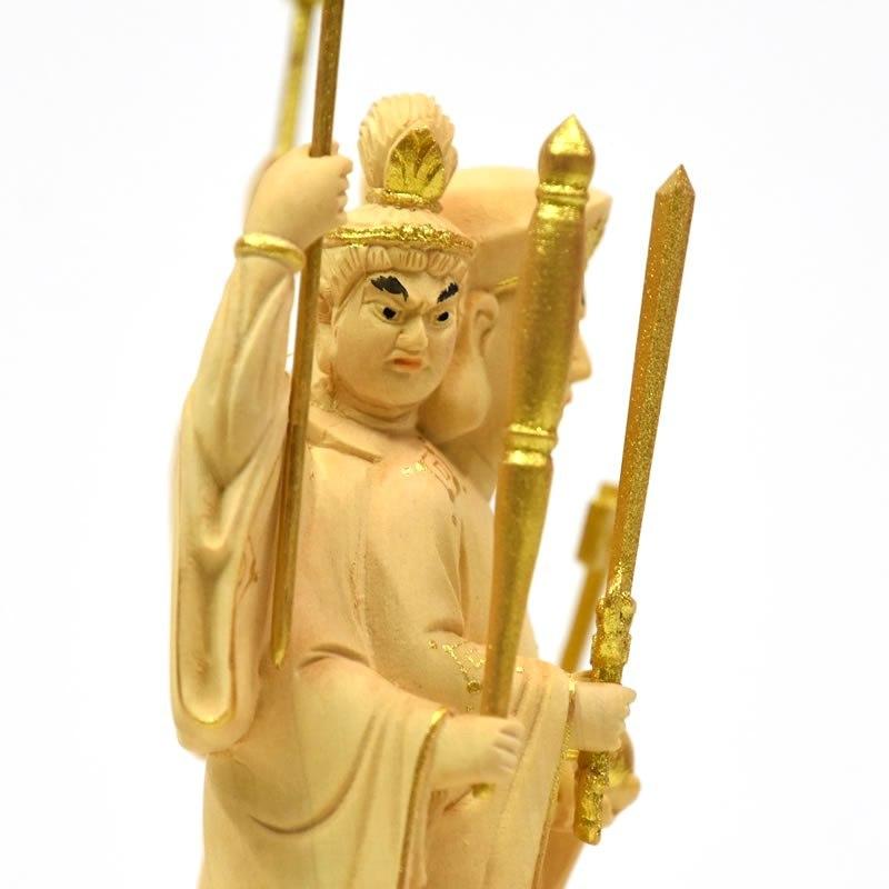 木彫り仏像 【小仏】柘植三面出世大黒天 金泥仕様 比叡山形三面大黒天