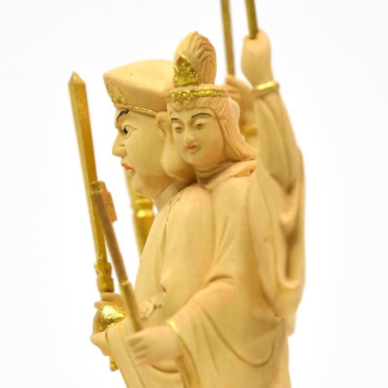 木彫り仏像 【小仏】柘植三面出世大黒天 金泥仕様 比叡山形三面大黒天