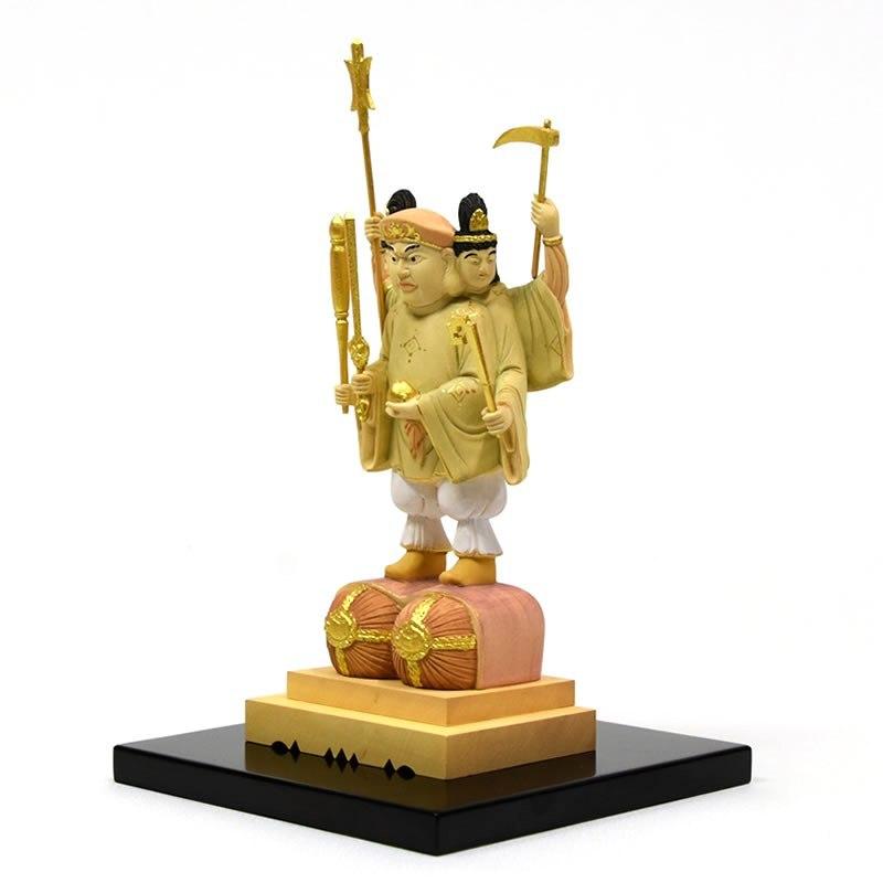 木彫り仏像 【小仏】柘植三面出世大黒天 淡彩色 比叡山形三面 木彫り仏像 【小仏】柘植三面出世大黒天 淡彩色 比叡山形三面