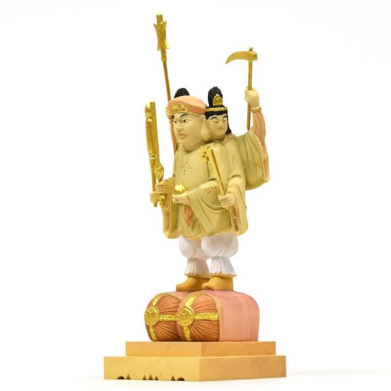 木彫り仏像 【小仏】柘植三面出世大黒天 淡彩色 比叡山形三面 木彫り仏像 【小仏】柘植三面出世大黒天 淡彩色 比叡山形三面