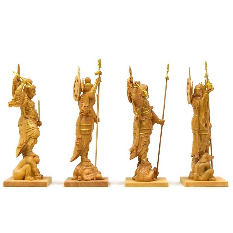 木彫り仏像-小仏 東寺形【四天王】セット 柘植金泥仕様 総高12.5 木彫り仏像-小仏 東寺形【四天王】セット 柘植金泥仕様 総高12.5