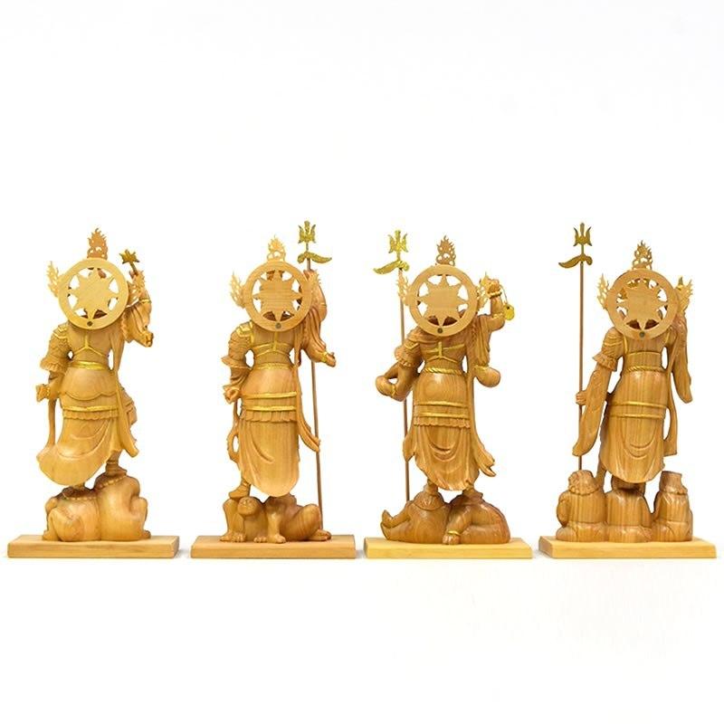 木彫り仏像-小仏 東寺形【四天王】セット 柘植金泥仕様 総高12.5 木彫り仏像-小仏 東寺形【四天王】セット 柘植金泥仕様 総高12.5