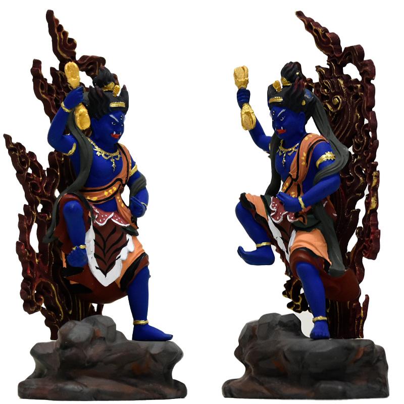 木彫り仏像‐小仏 【蔵王権現】 柘植 極彩色（青） : 海宇工芸館 Yahoo
