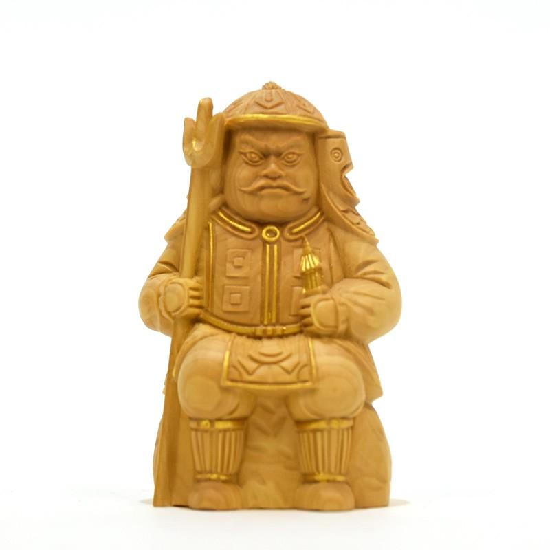 開運七福神木彫 木彫り仏像 七福神之 柘植 金泥付 高さ7.8cm 開運招福 彫刻 木彫 七福神」
