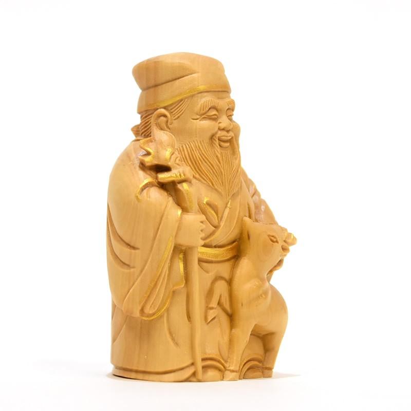仏教美術　七福神　福禄寿　木彫　置物　インテリア　工芸品　美術品　A3351 Amazon｜木彫仏像 七福神 置物 福禄寿 三体一組の仏像木製