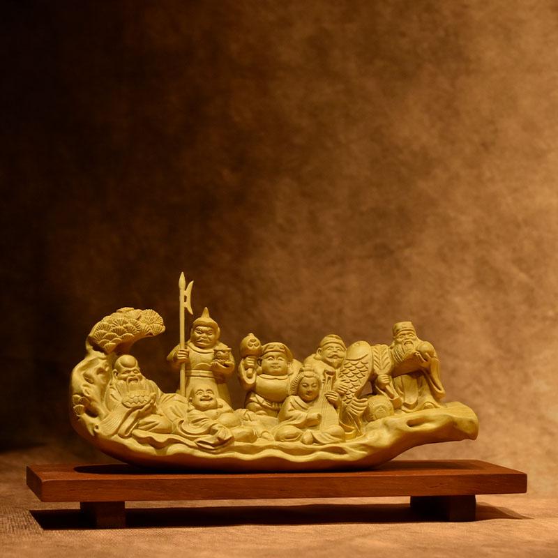 木彫り　七福神 木製彫刻 七福神(神話)6体セット