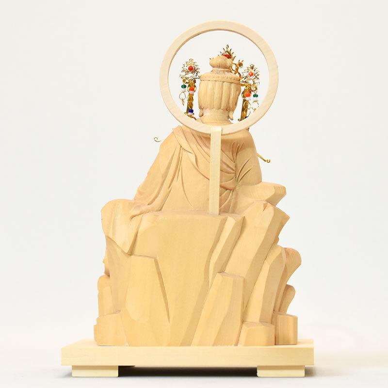 木彫り仏像 【東慶寺形水月観音坐像】 ☆上彫☆ 桧木 総高20cm 手打